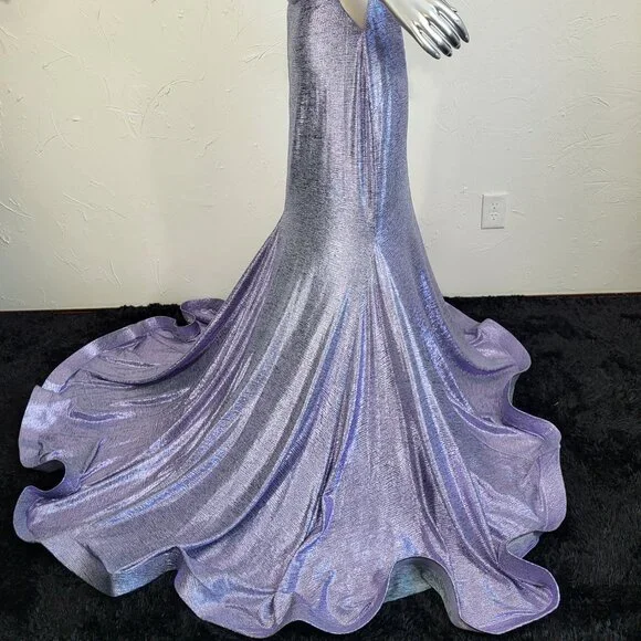 NWT~$530~JOVANI~18/20~LAVENDER MAXI MERMAID ONE SHOULDER PROM EVENING DRESS